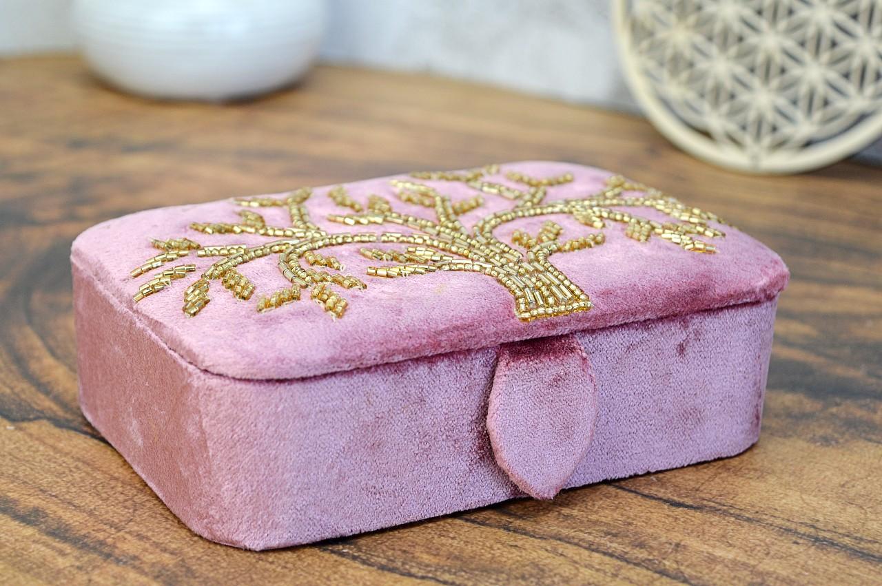 Zamatová Šperkovnica STROM ŽIVOTA podšité na Šperky, Náramky, Kozmetiku, Osobné Kryštály.... – Obrázok 3