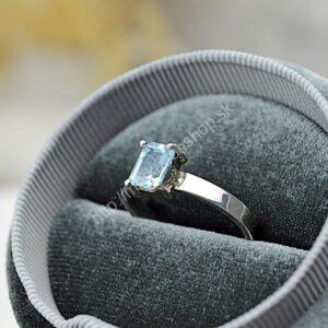 Strieborný prsteň AKVAMARÍN briliant #2  – Energetický štít Aury, Upokojenie, Komunikácia, Uvoľnenie starých vzorcov