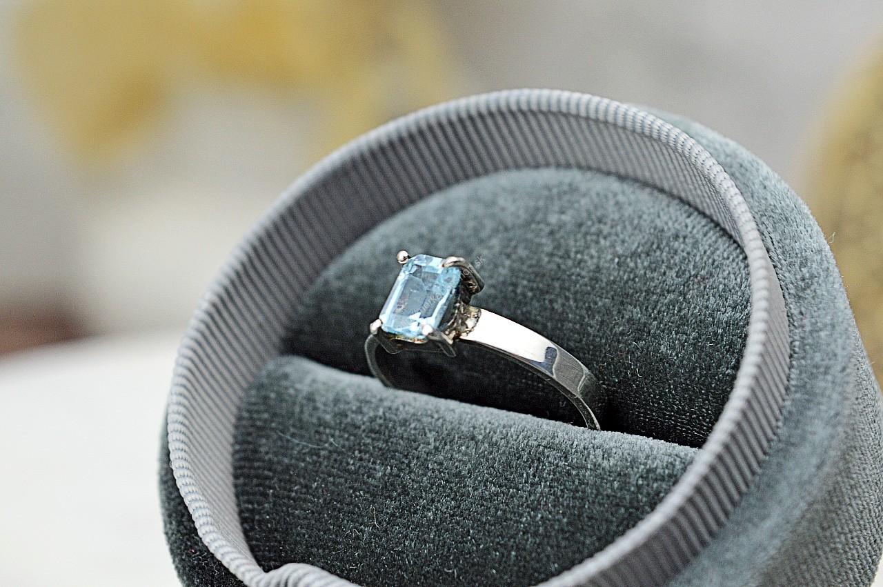 Strieborný prsteň AKVAMARÍN briliant #2 – Energetický štít Aury, Upokojenie, Komunikácia, Uvoľnenie starých vzorcov