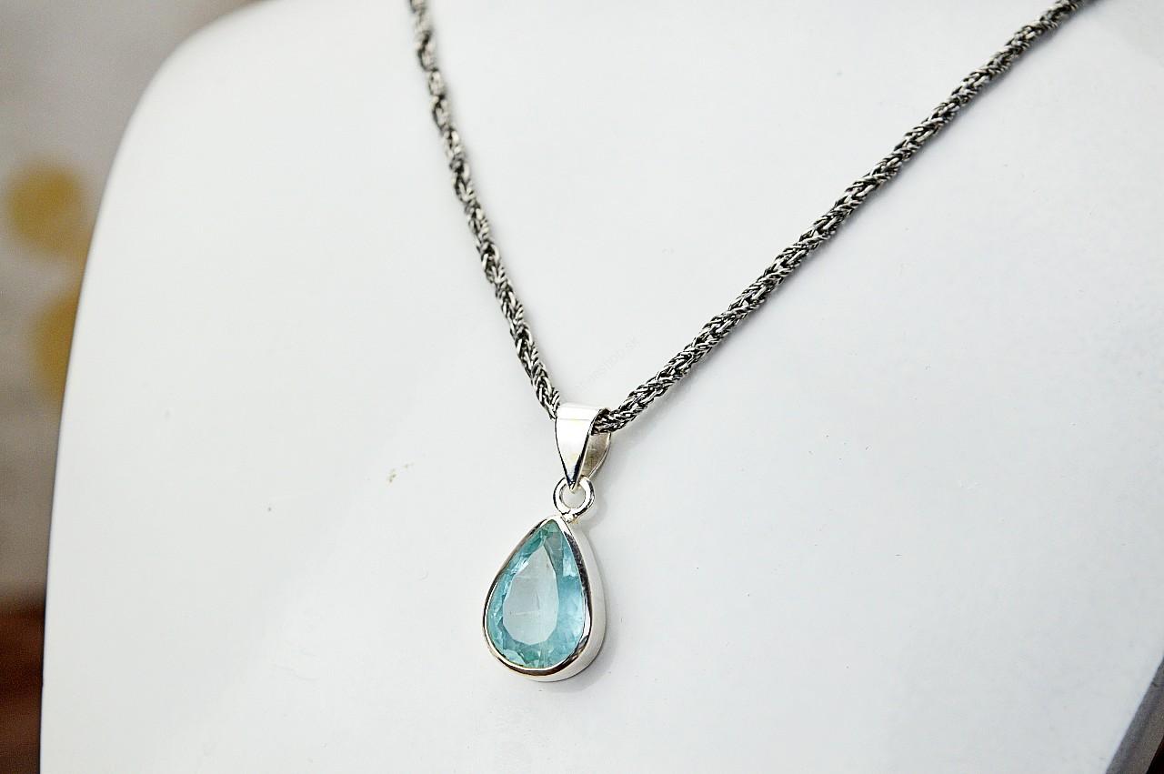 Strieborný prívesok AKVAMARÍN Briliant Ag-925/1000 #4- Energetický štít Aury, Upokojenie, Komunikácia, Uvoľnenie starých vzorcov – Obrázok 4