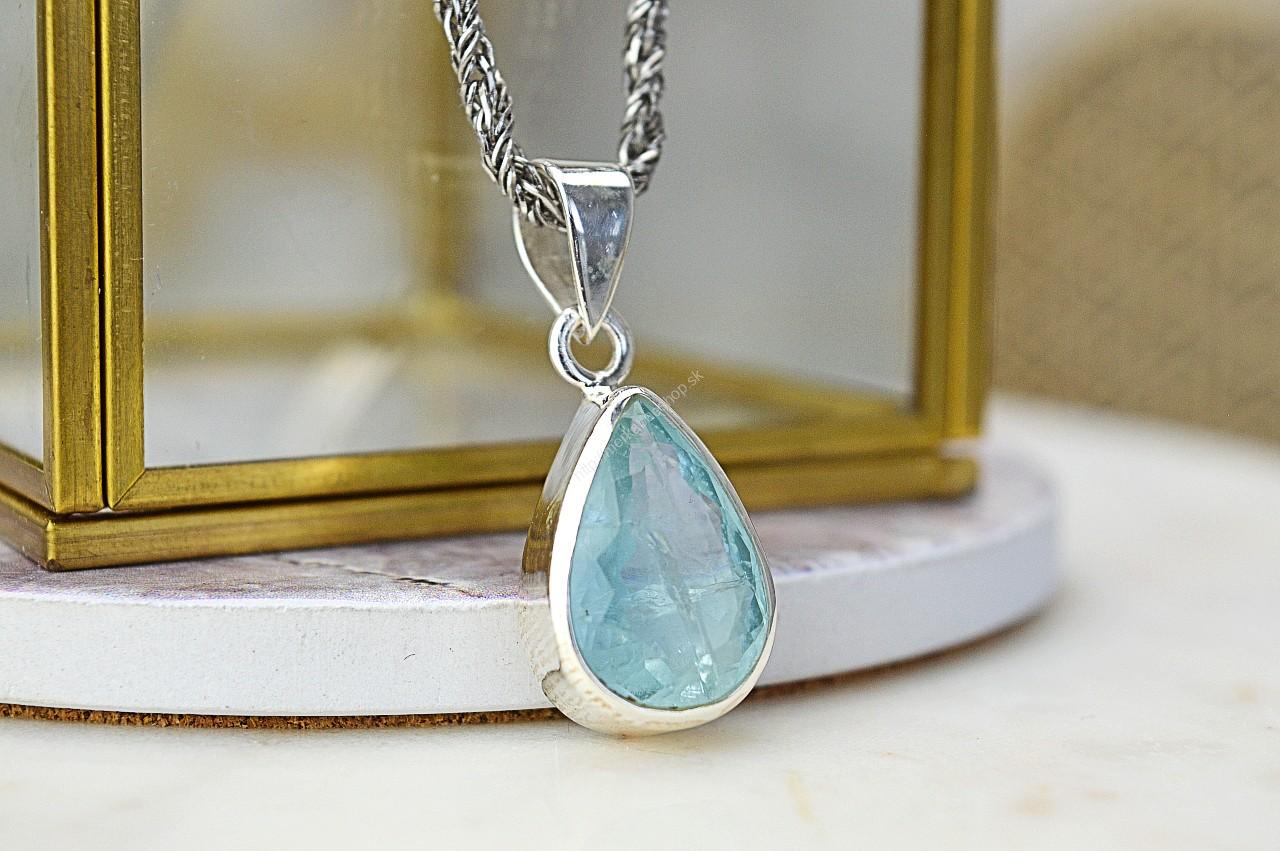 Strieborný prívesok AKVAMARÍN Briliant Ag-925/1000 #4- Energetický štít Aury, Upokojenie, Komunikácia, Uvoľnenie starých vzorcov – Obrázok 3