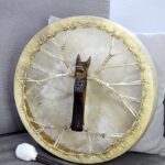 Šamanský BUBON DUCH DRAKA - 40 cm- Kozia Koža, Akáciové Drevo - Laditeľný