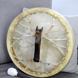 Šamanský BUBON DUCH DRAKA - 40 cm- Kozia Koža, Akáciové Drevo - Laditeľný