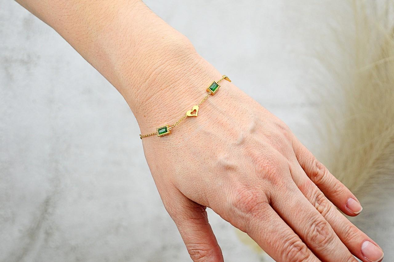Náramok EMERALD HEART z chirurgickej ocele