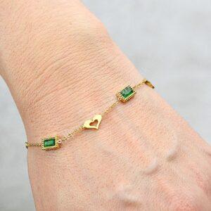 Náramok EMERALD HEART z chirurgickej ocele