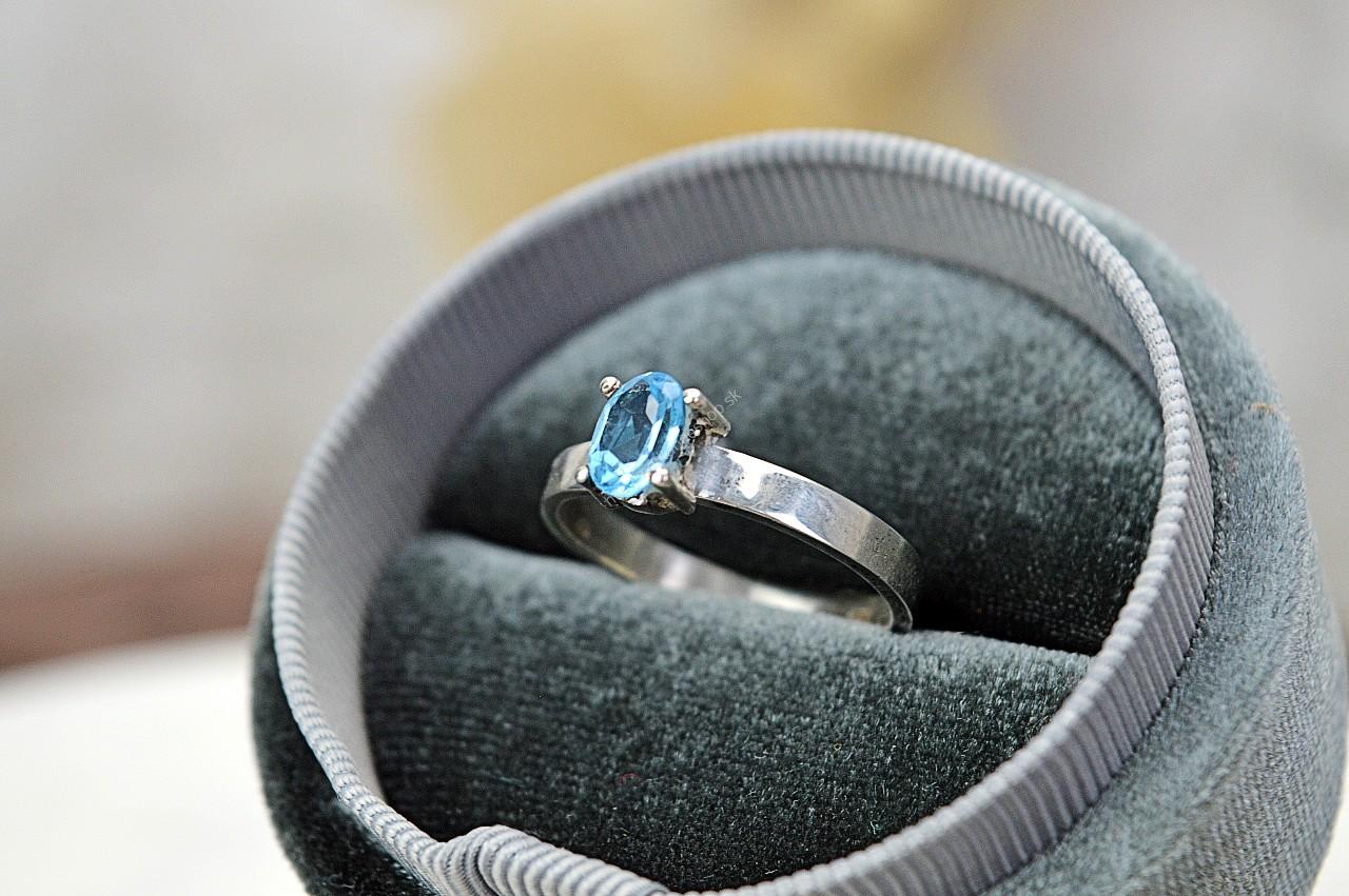 Strieborný prsteň TOPAZ MODRÝ Briliant #4- Nová cesta, Inšpirácia, Zmena, Spriechodnenie Meridiánov