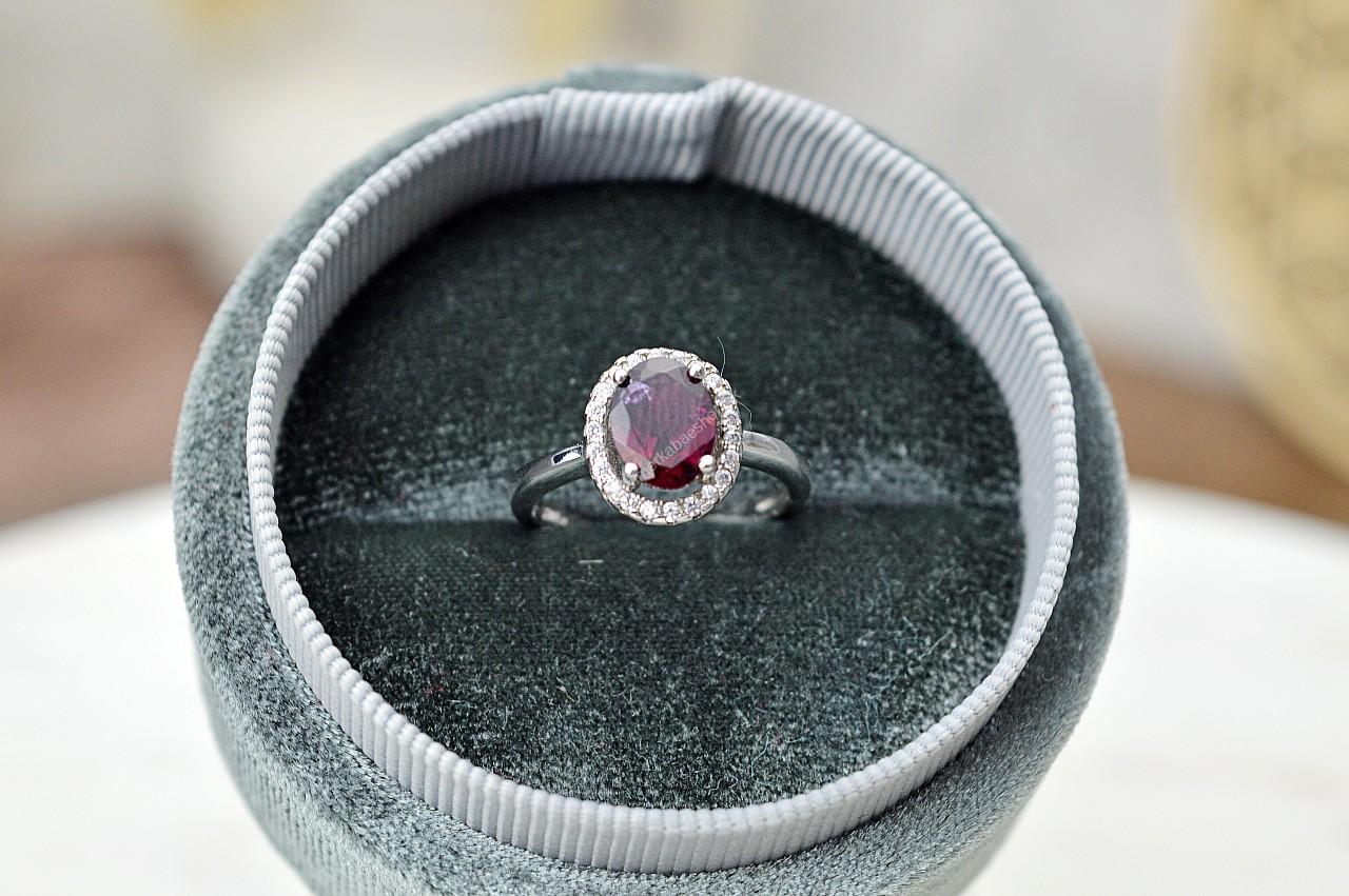 Strieborný prsteň RUBELIT/ČERVENÝ TURMALÍN briliant #1 - Hlboké liečenie, Šťastie, Láska – Obrázok 2