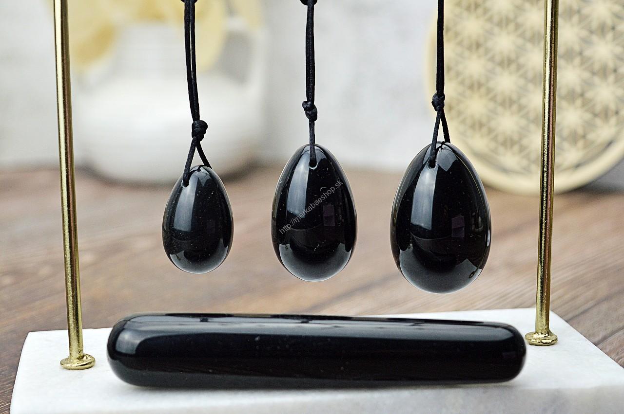 Darčeková sada YONI vajíčok OBSIDIÁN ČIERNY- Ochrana, Prebudenie Vášne, Vitality, Sebavedomia, Ženskej energie