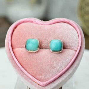 Strieborné napicovacie náušnice AMAZONIT – Talizman Rovnováhy, Pravda, Zdravie, Štítna Žľaza