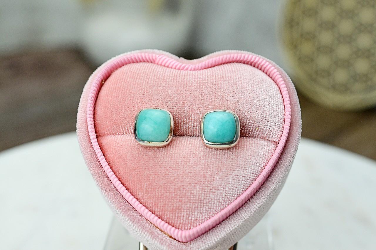 Strieborné napicovacie náušnice AMAZONIT – Talizman Rovnováhy, Pravda, Zdravie, Štítna Žľaza