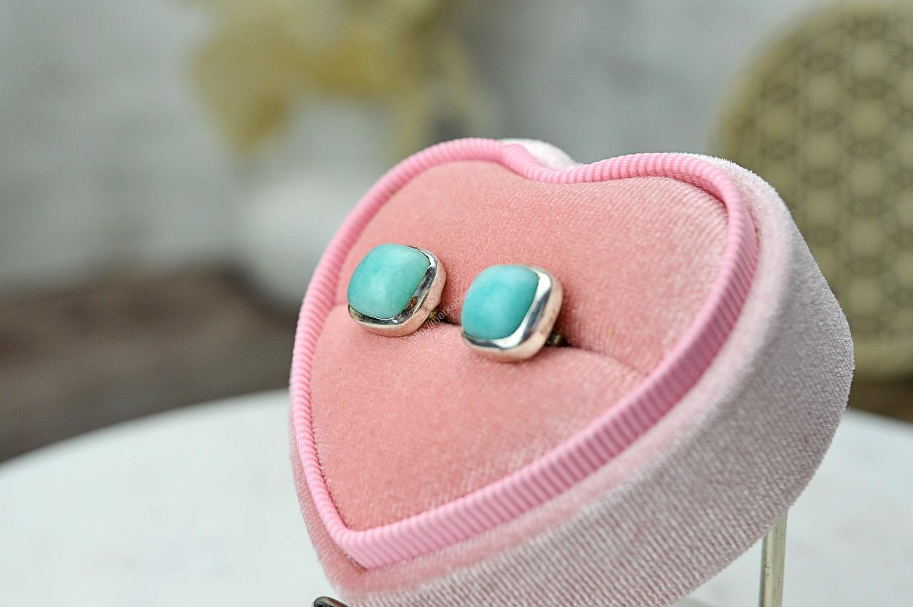 Strieborné napicovacie náušnice AMAZONIT – Talizman Rovnováhy, Pravda, Zdravie, Štítna Žľaza