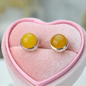 Strieborné Napichovacie náušničky JANTÁR - Radosť, Očista, Liečenie, Hojnosť (Kópia)