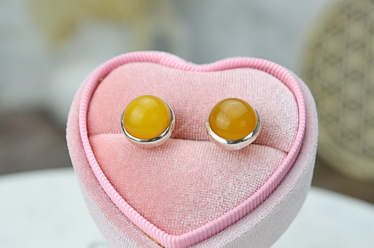 Strieborné Napichovacie náušničky JANTÁR - Radosť, Očista, Liečenie, Hojnosť (Kópia)