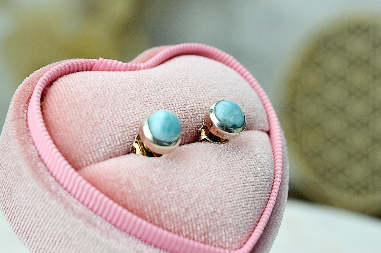 Strieborné napichovacie náušničky LARIMAR Ag925/1000 - Energia Bohyne, Komunikácia, Upokojenie, Znižuje prejavy paniky a úzkosti – Obrázok 3