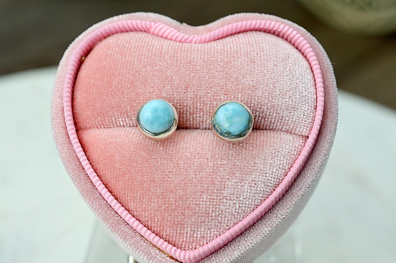 Strieborné napichovacie náušničky LARIMAR Ag925/1000 - Energia Bohyne, Komunikácia, Upokojenie, Znižuje prejavy paniky a úzkosti – Obrázok 2