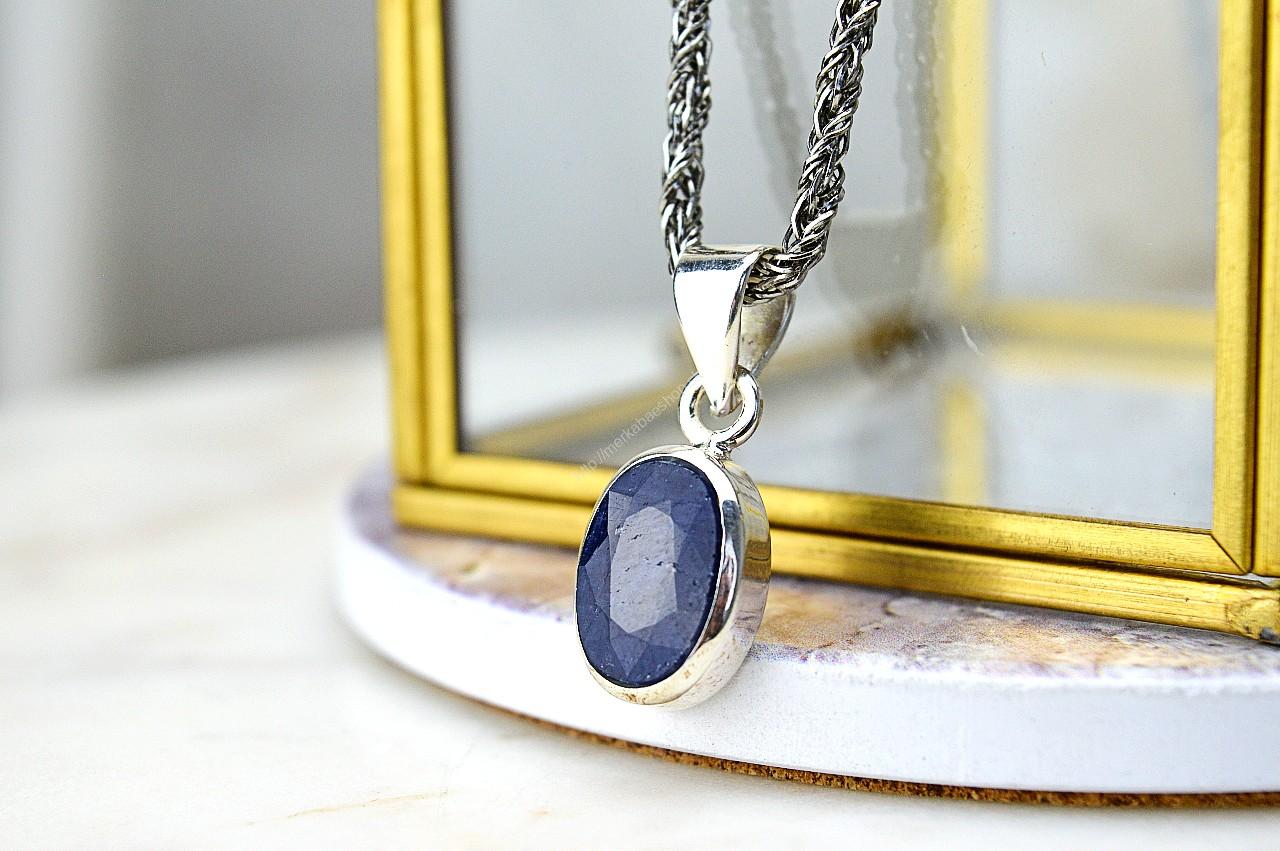 Strieborný prívesok ZAFÍR Ag925/1000 -Briliant #1 - Sila Intuície a Múdrosti