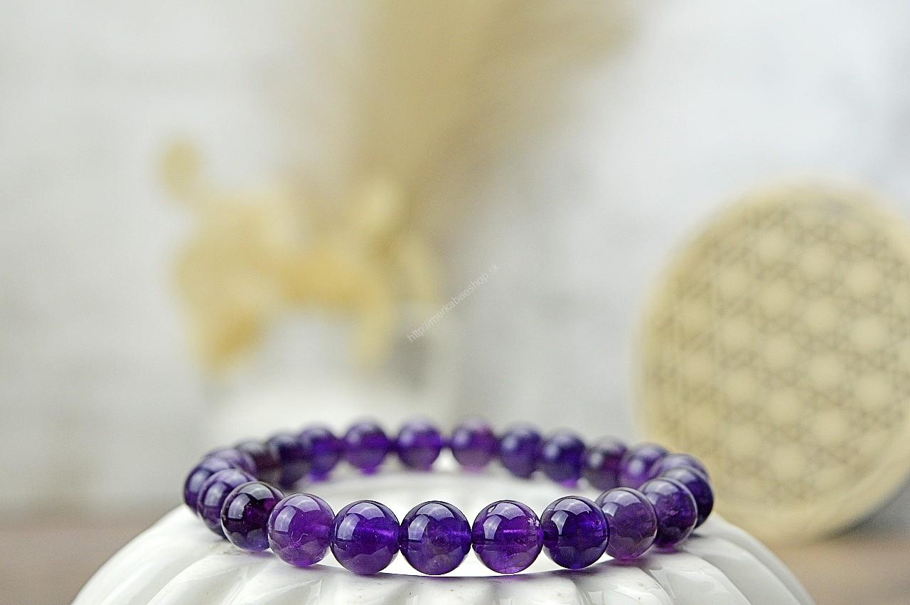 náramok AMETYST Extra Kvalita - Božskosť, Intuícia, Rovnováha, pokojný Spánok