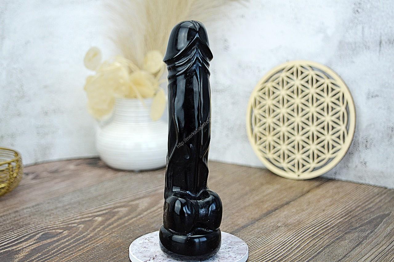 Yoni masážny falus z OBSIDIÁNU ČIERNEHO 18cm – Obrázok 4
