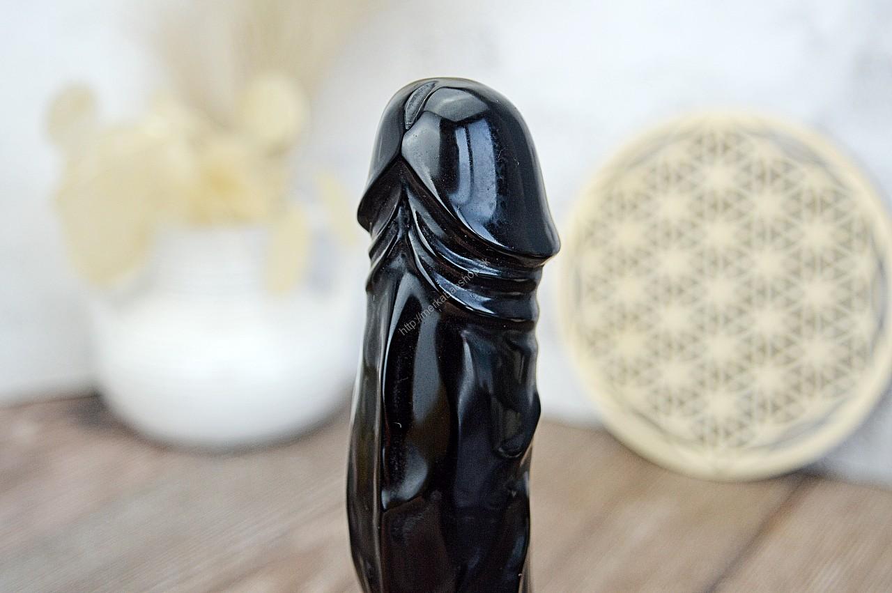 Yoni masážny falus z OBSIDIÁNU ČIERNEHO 18cm – Obrázok 5