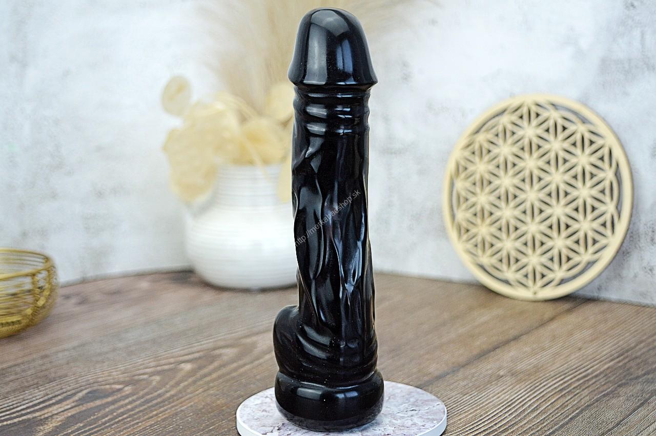 Yoni masážny falus z OBSIDIÁNU ČIERNEHO 18cm – Obrázok 3