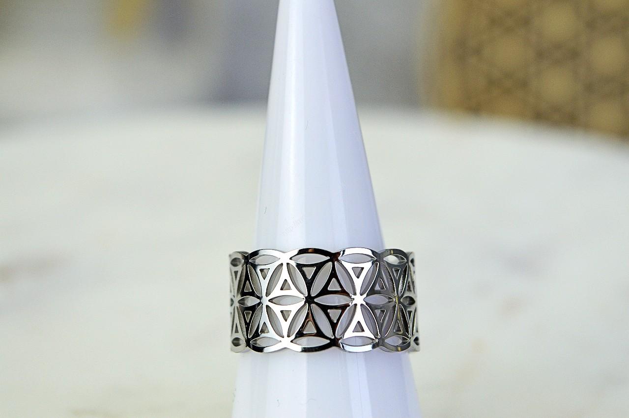 Prsteň Kvet života z Chirurgickej / nerezovej ocele Strieborný #2