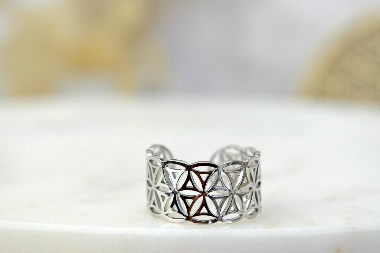 Prsteň Kvet života z Chirurgickej / nerezovej ocele Strieborný #2