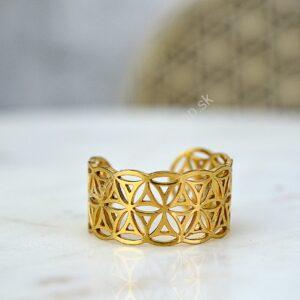 Prsteň Kvet života z Chirurgickej / nerezovej ocele zlatý #2