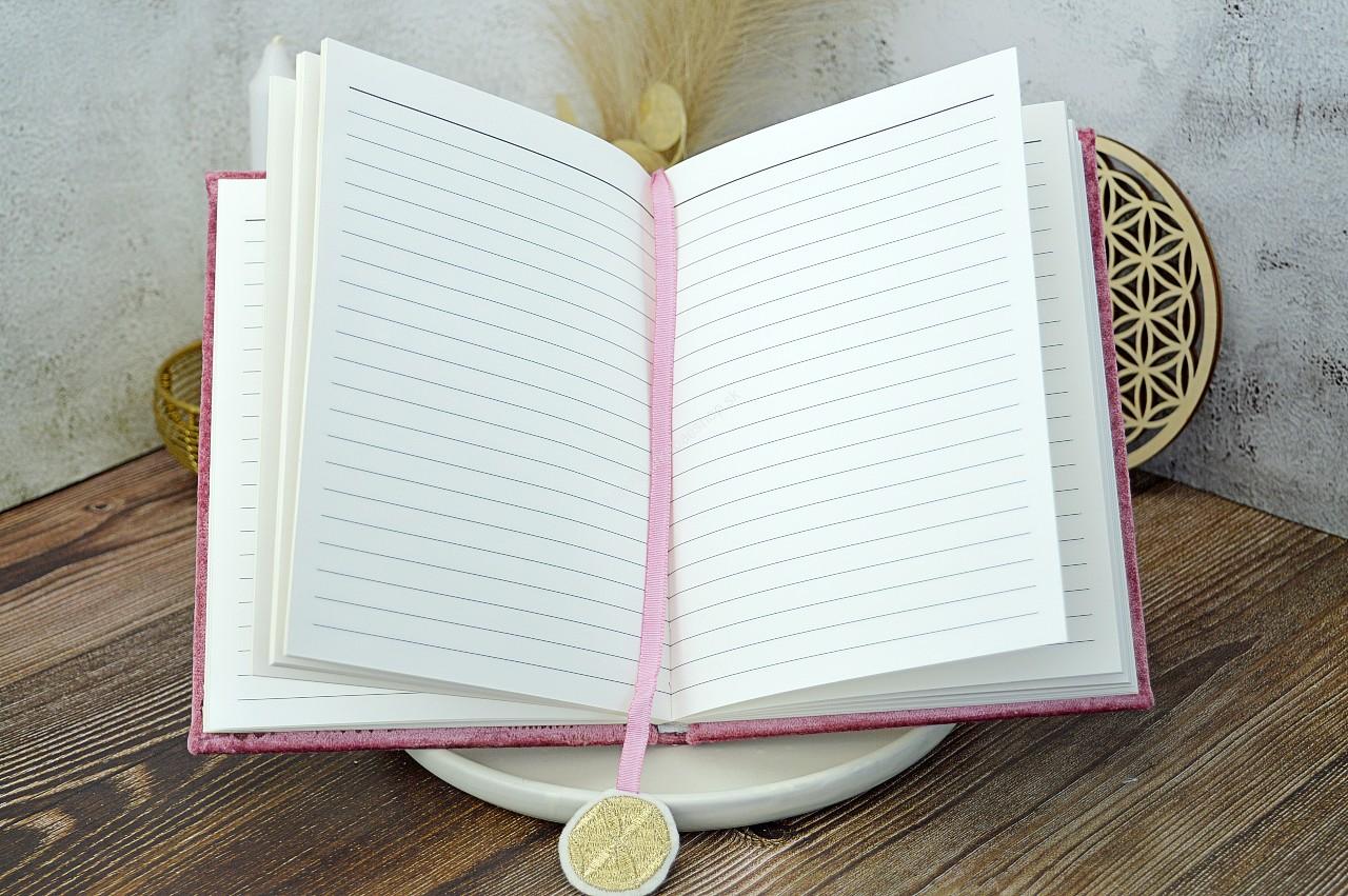 Zamatový zápisník Kvet Života - Púštna ruža – Obrázok 4