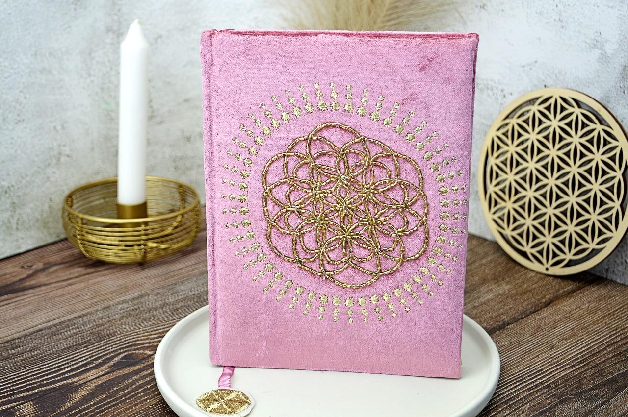 Zamatový zápisník Kvet Života - Púštna ruža