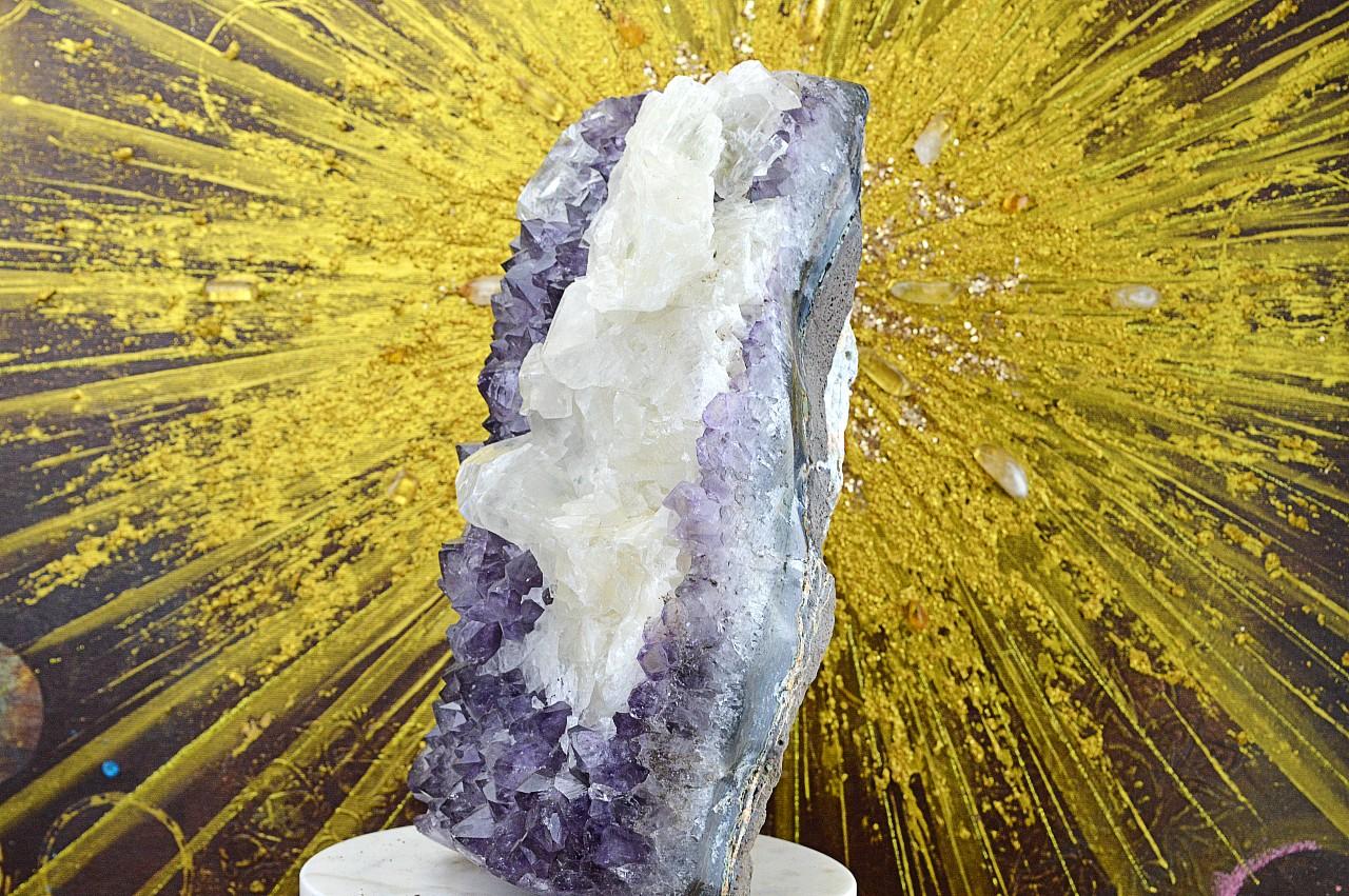 Zbierková Drúza AMETYST s KALCITOM 9,5 kg - Radosť, Vzťahy, Intuícia, Rovnováha, pokojný Spánok – Obrázok 8