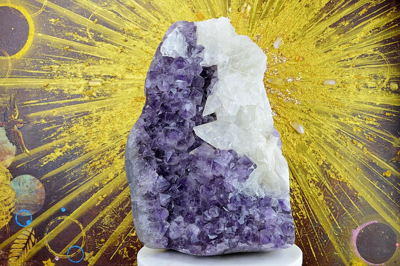 Zbierková Drúza AMETYST s KALCITOM 9,5 kg - Radosť, Vzťahy, Intuícia, Rovnováha, pokojný Spánok