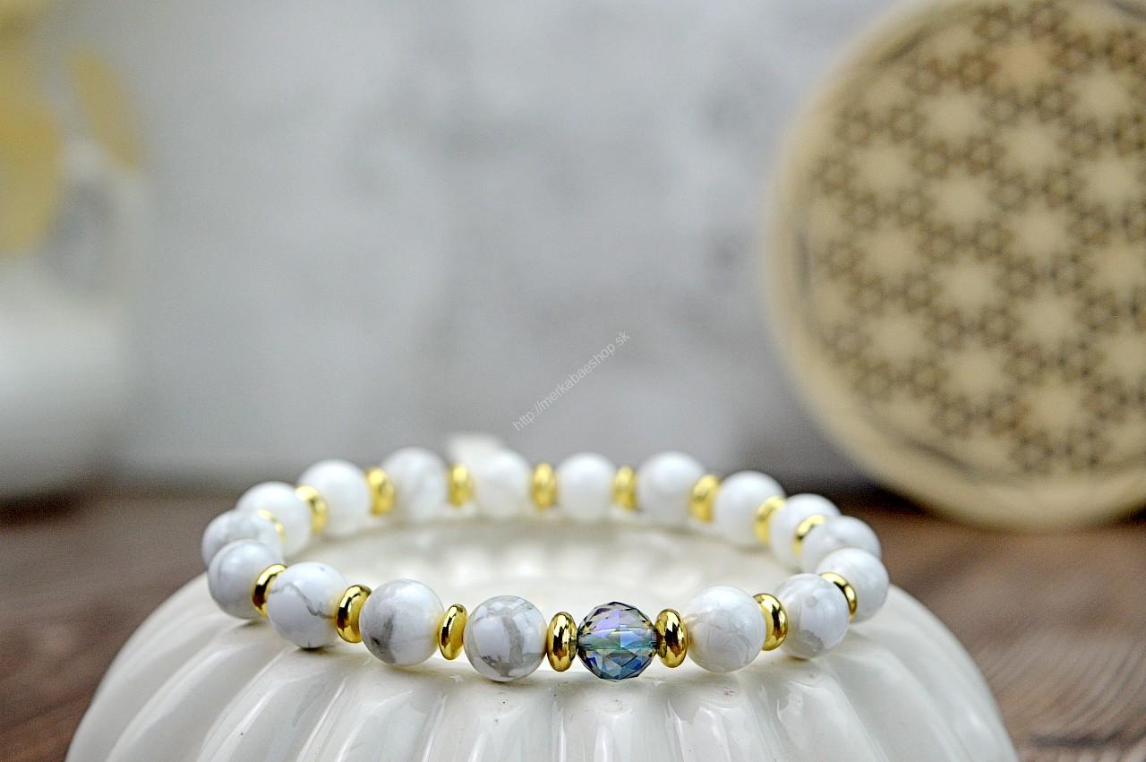 náramok MAGNEZIT / HOWLIT + AQUA AURA - Harmónia, Balans, Ochrana Aury, Jasná Cesta