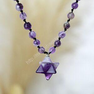 Ochranný náhrdelník Merkaba - AMETYST fazetovaný