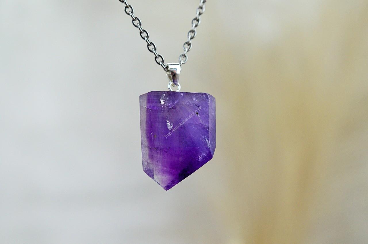 prívesok AMETYST Obelisk Ag 925 #3 – Božskosť, Intuícia, Rovnováha, pokojný Spánok