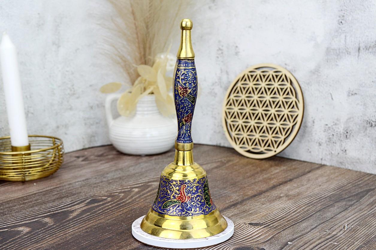 Zlatý rituálny mosadzný ZVON - gravírovaný #1