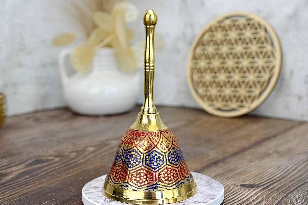 Zlatý rituálny mosadzný ZVON - gravírovaný #2