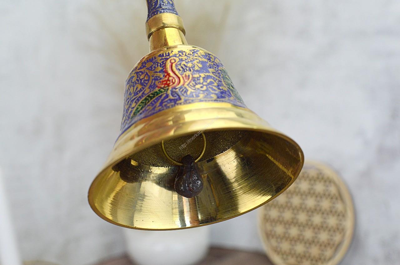 Zlatý rituálny mosadzný ZVON - gravírovaný #1