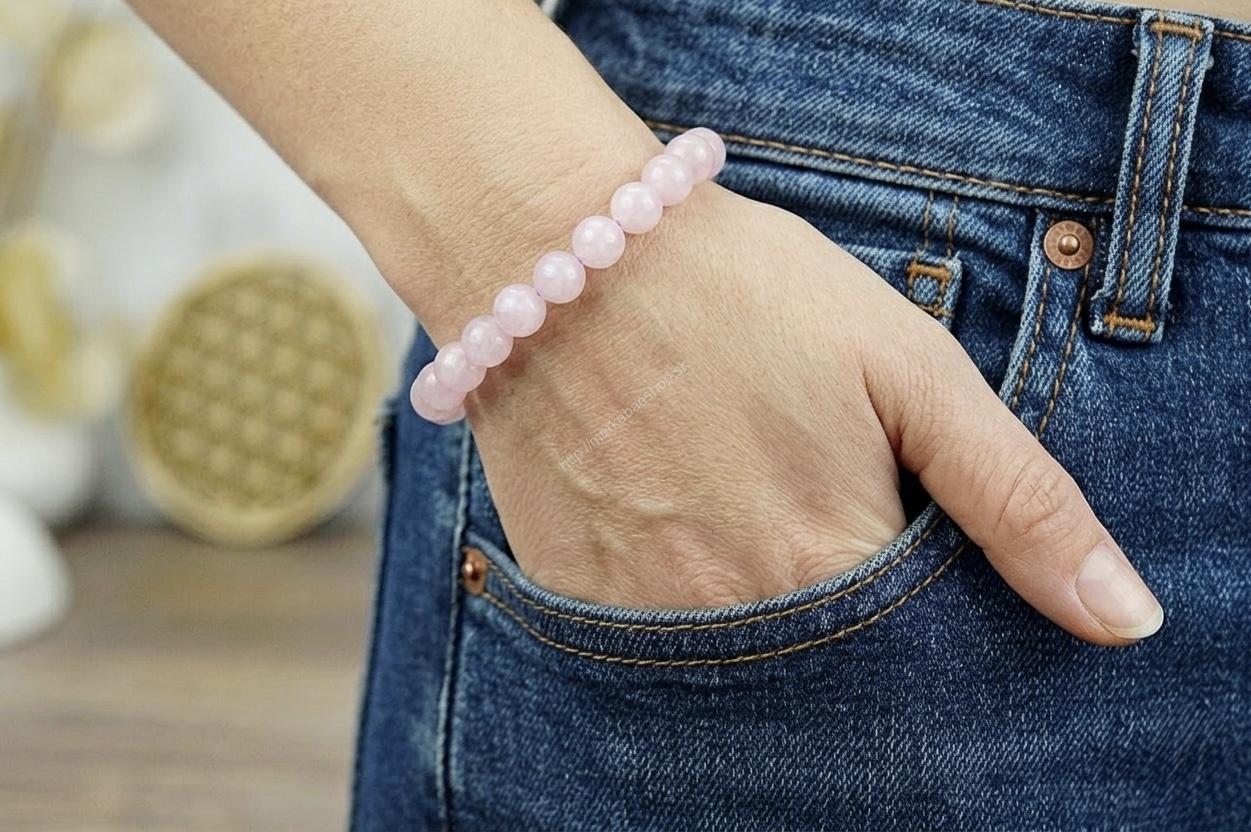 náramok fazetovaný KUNZIT- Bezpodmienečná Božská láska, Liečenie traumy, Emocionálne liečenie, Ochrana Aury, Vysoké Vibrácie