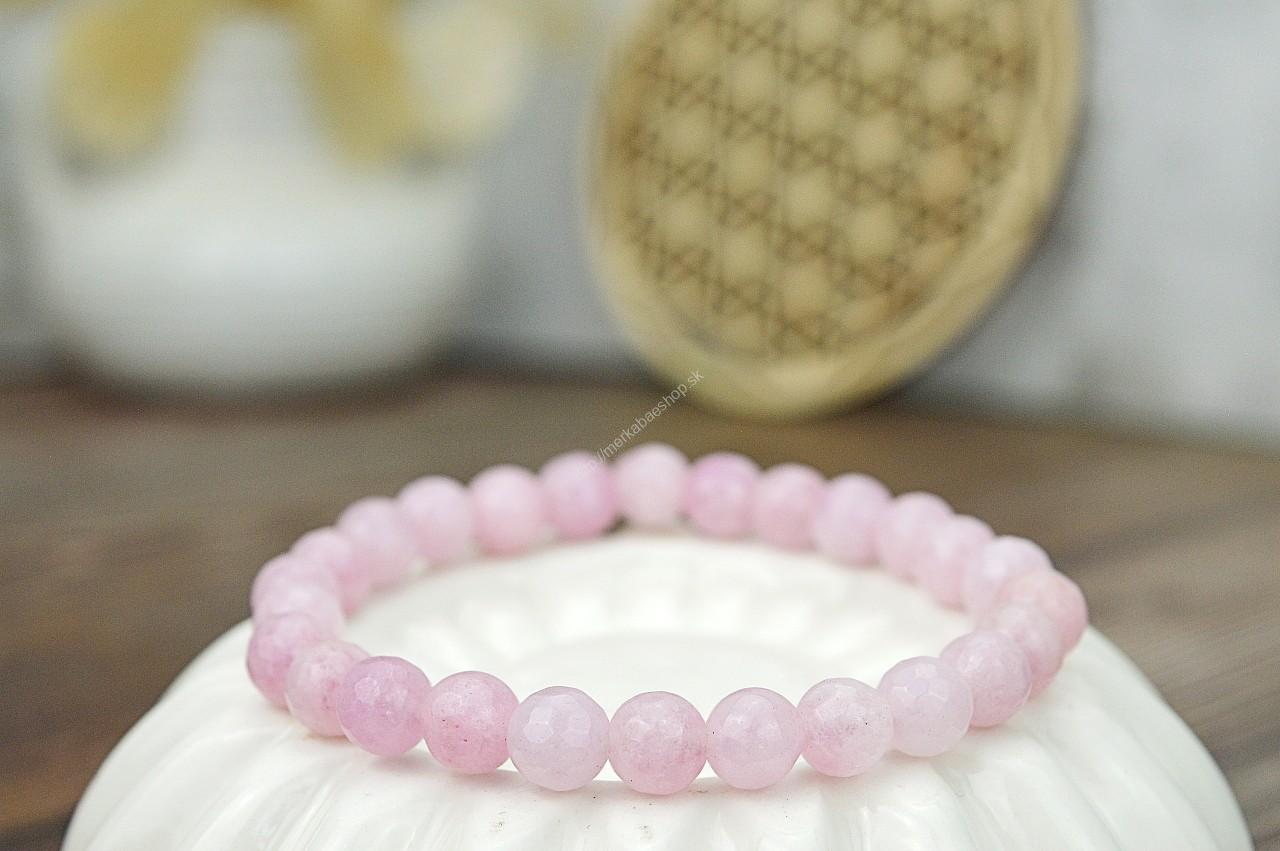 náramok fazetovaný KUNZIT- Bezpodmienečná Božská láska, Liečenie traumy, Emocionálne liečenie, Ochrana Aury, Vysoké Vibrácie