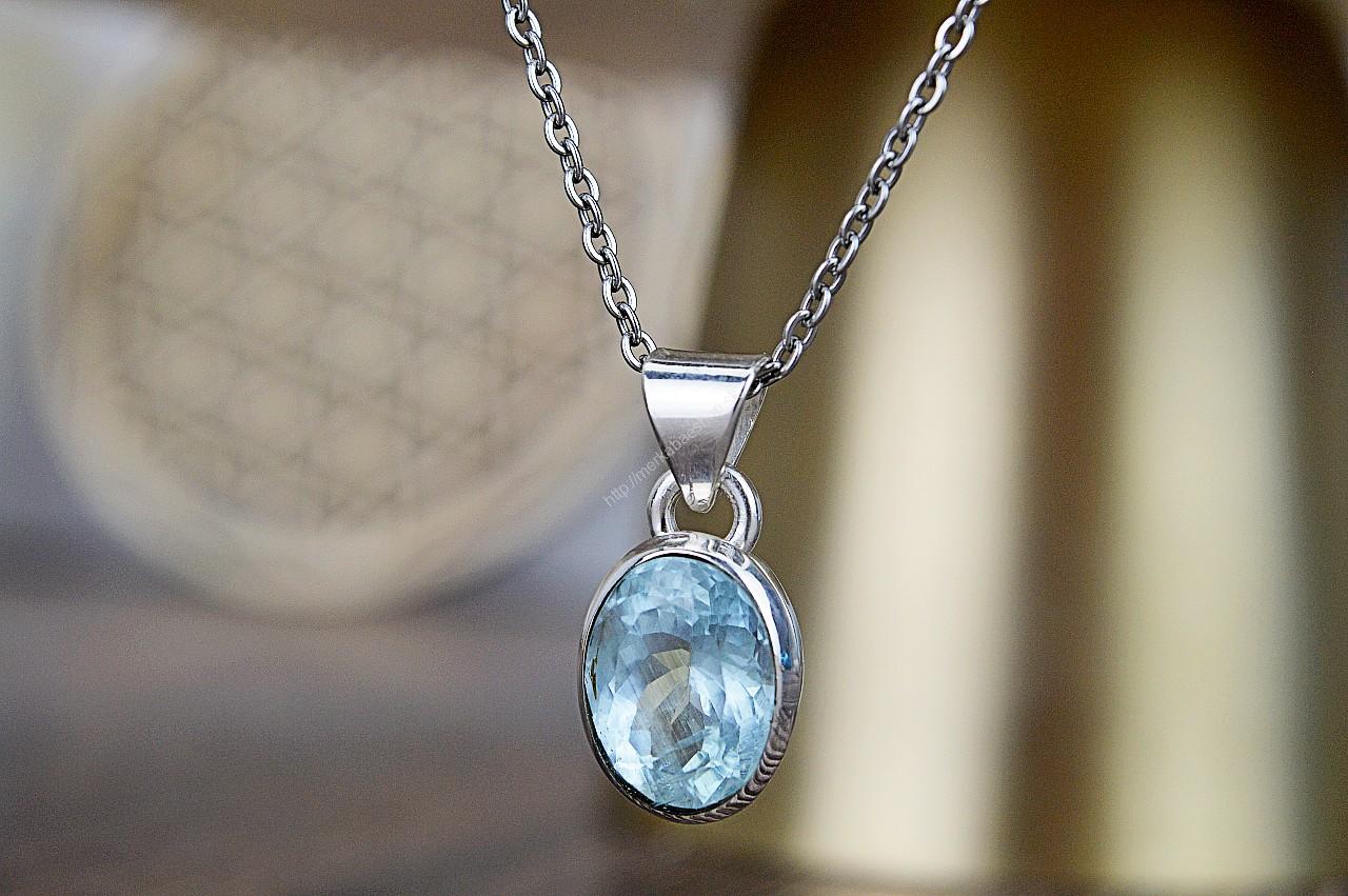 Strieborný prívesok AKVAMARÍN Briliant #5- Energetický štít Aury, Upokojenie, Komunikácia, Uvoľnenie starých vzorcov