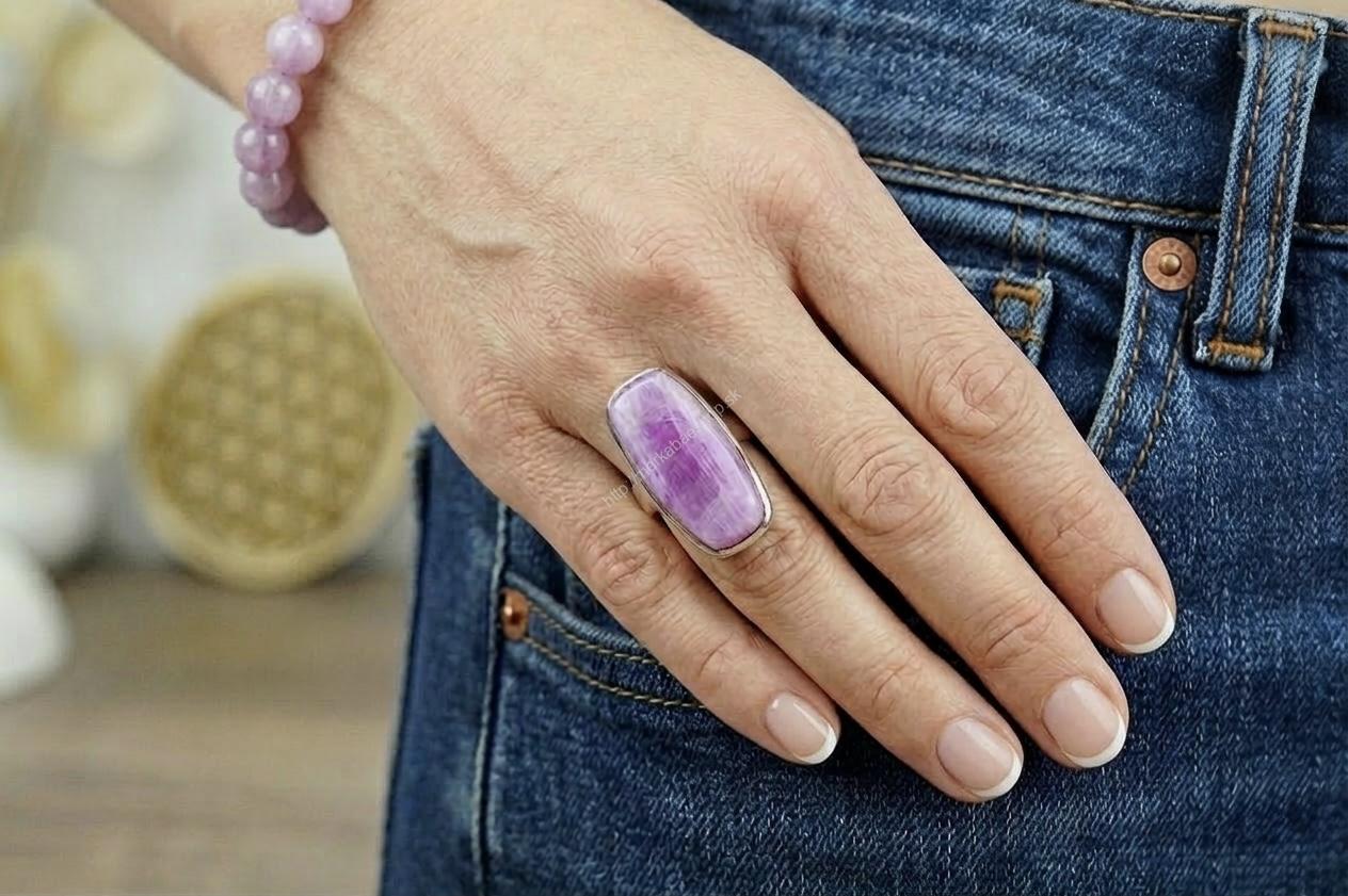Strieborný prsteň KUNZIT #1- Bezpodmienečná Božská láska, Liečenie traumy, Emocionálne liečenie, Ochrana Aury, Vysoké Vibrácie – Obrázok 4
