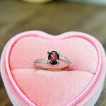 Strieborný prsteň GRANÁT briliant #2 - Životná Sila, Láska, Úľava od Depresií, Energetický Štít