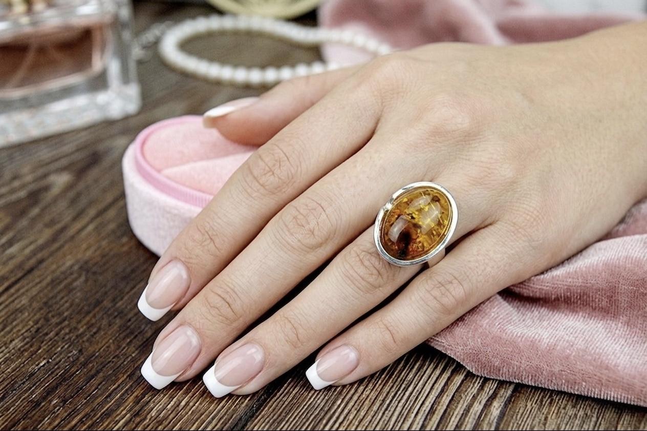 Strieborný prsteň JANTÁR #1  – Radosť, Očista, Liečenie, Hojnosť -EXTRA KVALITA-