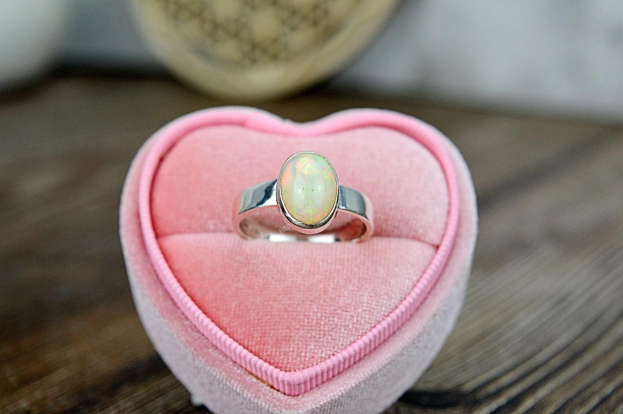 Strieborný prsteň OPÁL AUSTRALSKÝ #1-Anjeli, Vyrovnanie čakier, Šťastie, Krása, Vizualizácia