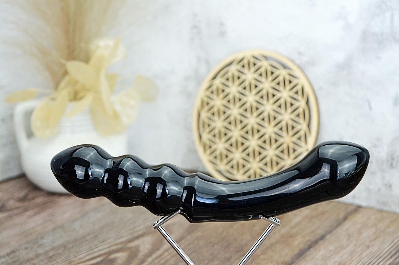 Yoni masážna Palička OBSIDIÁN ČIERNY 19cm – Obrázok 3