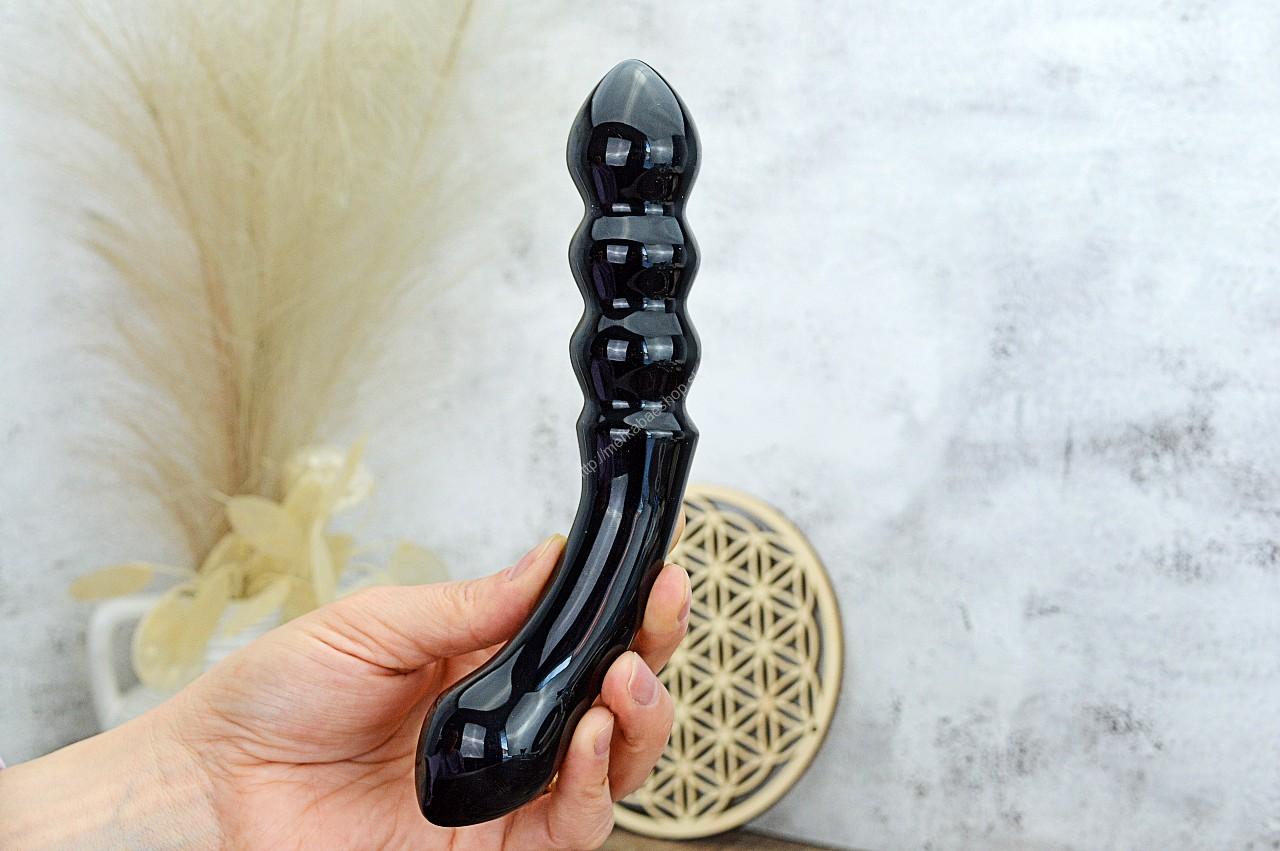 Yoni masážna Palička OBSIDIÁN ČIERNY 19cm