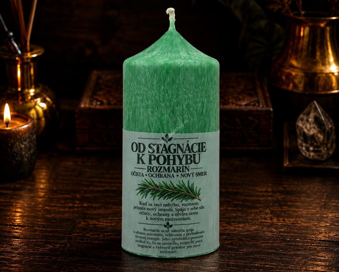 Sviečka OD STAGNÁCIE K POHYBU - ROZMARÍN - Očista, Ochrana, Nový Smer